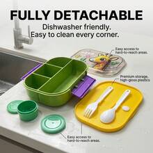 1 buah/Set Kotak Bekal Plastik Lucu dengan Peralatan Makan, Kotak Bento Anti Bocor yang Dapat Digunakan Kembali, Wadah Bekal Portabel, Wadah Penyimpanan Makanan Salad Buah, Aman untuk Kulkas & Microwave, Cocok untuk Pelajar dan Dewasa di Sekolah, Kantor, Piknik, Kembali ke Sekolah - MultiWarna - View 5