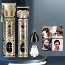 1 buah Alat Cukur Rambut Elektrik, Set 2 Buah Multifungsi untuk Mengukir Rambut dengan Minyak, Alat Cukur Rambut Salon Isi Ulang USB & Set Mesin - View 1
