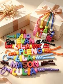 Custom 1pc Handmade Woven Keychain Colorful Acrylic Letter Beads Customizable Letters Birthday Bridesmaid Gift, Personalized Gift, Aesthetic - Multicolor - View 6