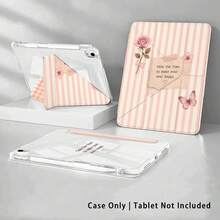 Pink Striped, Rose Flower And Other Pattern Painted Effect Honor Tablet Protective Case, Suitable For Honor 8/9/10/X8/X8A/X9/X8Pro/X9A/ MatePad Se 11 Inch/MatePad 11 Inch/11.5 Inch, MatePad Pro, Matepad 11.5 2025/, Apple 8/9/10th/11th Gen 2025 (A16)/ Galaxy Tab A7/A9 - Multicolor - View 1