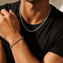 1-Set Men's Necklace And Bracelet Jewelry Set, Unique & Design, Durable & Non-Fading Material, Effortlessly Matches Various Fashion Outfits - Multicolor - View 2