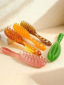 All-In-One Thick Tooth Massage Comb, Suitable For Hair Washing And Scalp Massage, Resin Material, Soft And Comfortable Texture, Long Handle Design, Wide Tooth Spacing, Suitable For Head And Face Massage, Body Massage And Muscle Relaxation - Multicolor - View 5