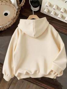 Christmas Set For Girls, Creative Christmas Element Print, Apricot Hooded Sweatshirt And Apricot Flare Pants 2 Pieces Set, Simple Design, Winter Wear, Comfortable And Cozy - Apricot - View 6