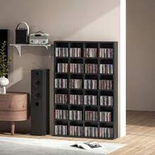 Multimedia-opbergkast voor 456 cd's/336 dvd's - houten boekenkast met verstelbare planken, 89 x 130,5 cm, zwart - A - Bekijken 11