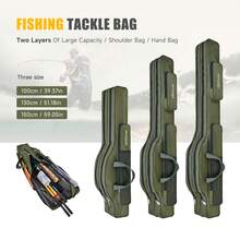 LEOFISHING 2-Layer Large Capacity Fishing Rod Bag, Waterproof Oxford Cloth Foldable Fishing Tackle Storage Case, Hand & Shoulder Carry Pole Bag Available In 100/130/150cm Sizes Green Black - Army Green - View 3
