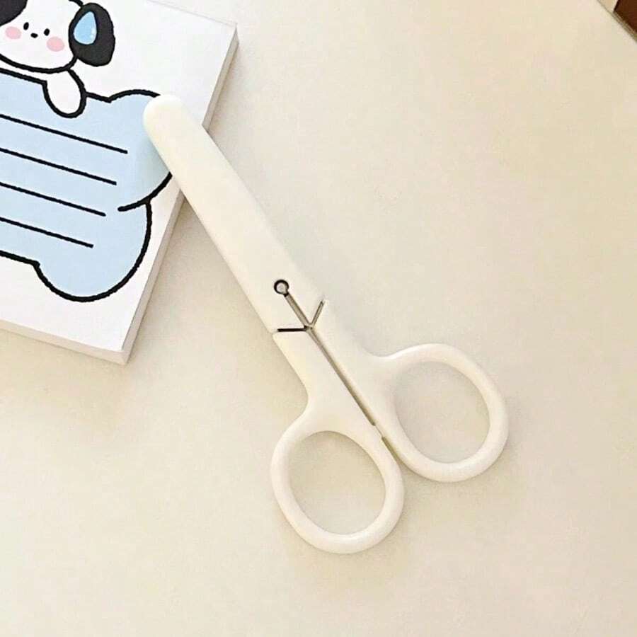 1pc Mini White Scissors, Portable Stainless Steel Blade Paper Cutter, Craft Stationery, Office School Gift - Multicolor - View 1