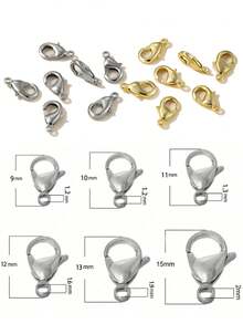 20/30/50pcs Fashion Stainless Steel White K Color Gold Lobster Clasp, Suitable For DIY Bracelet, Necklace Connection, Handmade Accessories, Jewelry Materials, DIY Metal Jewelry Hardware Accessories Necklace Clasp Pendant Clasp Bracelet Connector Handmade Materials - Multicolor - View 1