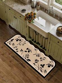 1pc American Retro Floral Wavy Edge Diatom Mud Kitchen Mat, Sponge Cushioning Pressure Relief, Rubber Non-Slip Bottom, Dirt-Resistant Easy To Clean, Multi-Use Carpet For Kitchen, Bathroom, Entryway, Laundry Room - Multicolor - View 16