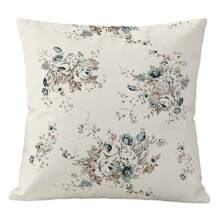 2pcs Vintage Blue Floral Home Decor Throw Pillow Covers, French Country Elegant Style Lightweight Polyester Material Single-Sided Printed Cushion Covers, Suitable For Daily Home, Sofa, Bed, Bedroom, Living Room, Cafe, Exhibition Hall, Decorative Pillow Covers, Daily Holiday Party Decoration - Beige - View 5