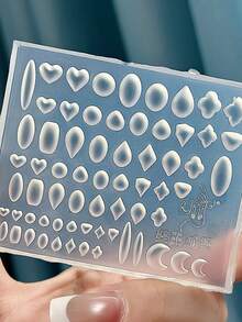 Multi‑Shape Gem Silicone Resin Mold, Moon Heart Oval Teardrop Shape DIY 3D Retro Gemstone Frame Nail Charms Mould For Handmade Press On Nails Manicure Accessories, UV Gel Nail Carving Molder, Making Tool - Multicolor - View 5