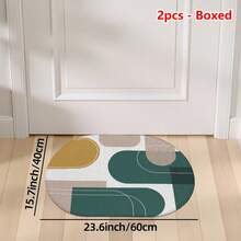 1pc Oval Flannel Door Mat, Soft Comfortable Absorbent Non-Slip Machine Washable With Anti-Slip Backing, Suitable For Entrance, Living Room, Patio, Bedroom, Kitchen, Laundry Room, Bathroom, Multi-Functional Home Floor Mat, Entryway Rug, Kitchen Bathroom Carpet, Holiday Decoration - Multicolor - View 13