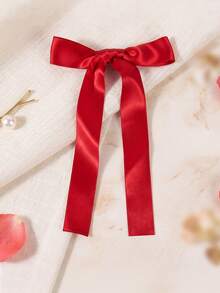 4pcs Women's Solid Satin Matching Striped Plaid Ribbon Bow Hair Clips, Minimalist Style Suitable For Daily Wear Hair Accessories For Women Girls - Multicolor - View 3