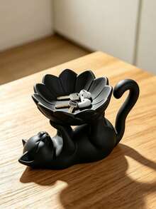 Minimalist Lying Cat Lotus Jewelry Tray, Four Paw Cat Jewelry Storage Tray, Small Item Storage Organizer, Jewelry Storage, Multi-Purpose Desktop Decor, Suitable For Jewelry, Keys, Wireless Earphones, Storage, Suitable For Placing Miscellaneous Home Decor, Commemorative Gift, Birthday Gift - Multicolor - View 12