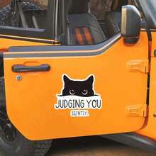 1pc Waterproof Outdoor Sticker - "Silently Judging You" Cat Design - UV Resistant, Suitable For Laptop, Water Bottle, Books, Notebooks, Phones, Cars, Bumpers, Tents, Trucks, Pickups, Windows, Helmets, Walls, Suitcases, Glass - Black - View 8