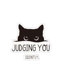 1pc Waterproof Outdoor Sticker - "Silently Judging You" Cat Design - UV Resistant, Suitable For Laptop, Water Bottle, Books, Notebooks, Phones, Cars, Bumpers, Tents, Trucks, Pickups, Windows, Helmets, Walls, Suitcases, Glass - Black - View 9