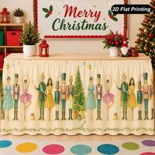 1pc 2D Flat Christmas Tablecloth With Broken Walnut Christmas Pattern, Perfect For Home Kitchen Christmas Decoration And Holiday Party - View 1