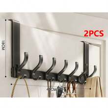 Over-The-Door Hook Heavy Duty Door Rack Suitable For Coats, Bathrobes, Hats, Clothing, Towels Bathroom Storage No-Drill Towel Rack Coat Rack - Black - View 14