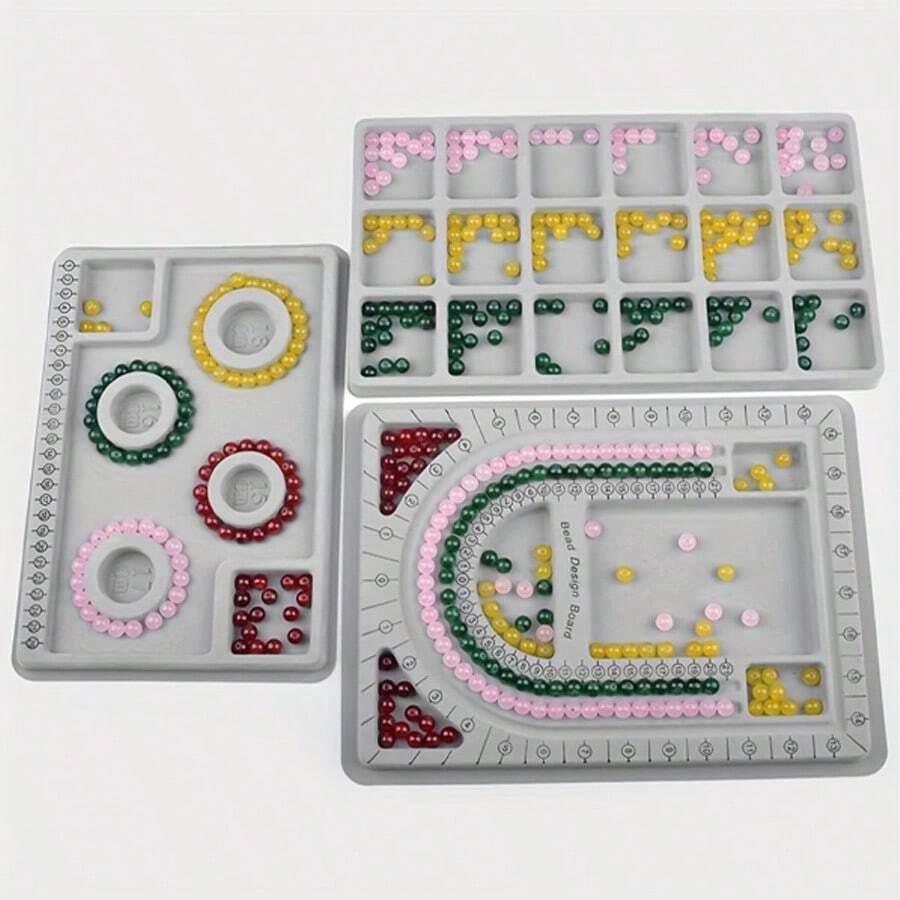 KLONKEE 2pcs/3pcs Beaded Tray DIY Beaded Design Plate, Used For Making Bracelets And Necklaces, Shape Measurement DIY Tool Jewelry Tray Design - Beaded Plate - View 1