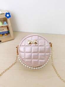 1PC New Cylinder Handbag Crossbody Bag, Zipper Design, Adjustable Shoulder Strap, Pearl Chain. Suitable For Daily Outings, Shopping, Can Easily Hold Daily Essentials, Versatile Item, Applicable To Various Styles And Occasions. - Multicolor - View 3