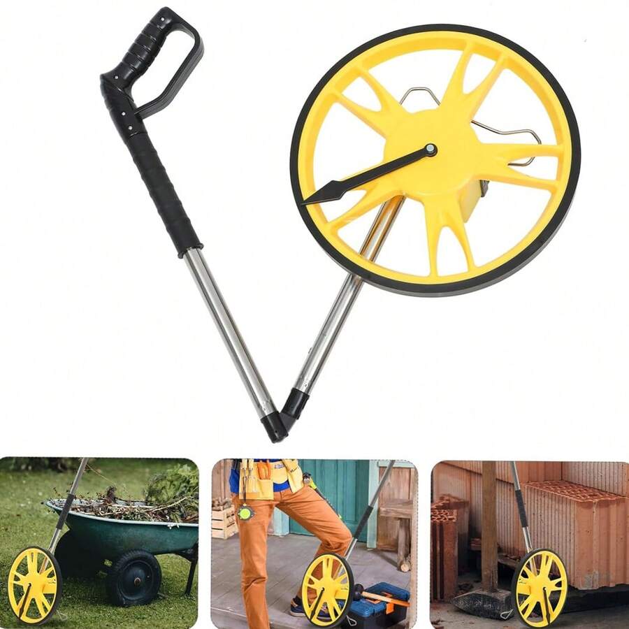 Mechanical Measuring Wheel, Range Resettable, Portable Mechanical Distance Measuring Tool, Precisely Measures Architectural Landscapes And Ergonomics, Comes With A Storage Bag - Yellow - View 1