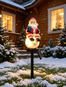 1pc Solar Powered Christmas Garden Stake Light, Snowman & Santa Claus Design, Waterproof LED Solar Pathway Light, Outdoor Yard Lawn Patio Christmas Holiday Decoration - Multicolor - View 9