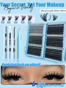 CMAYOME 600/684/708/720pcs D-Curl False Eyelashes, Includes 10D-150D Different Lengths And Pointed Single Eyelashes, Suitable For Various Eye Makeup Styles, Beginner-Friendly, Eyelash Clusters, High Cost-Performance - Multicolor - View 5