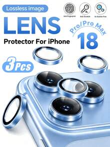 3 Paket [Baru 2026] Pelindung Lensa Kamera Kaca Tempered 9H Kompatibel Dengan iPhone 18 Pro Max/18 Pro/17 Pro Max/16/15/14 Pro/14 Pro Max, Bingkai Logam, Anti Sidik Jari, Jernih HD, Bebas Gelembung, Mudah Dipasang, Ramah Casing, Biru - Baby Blue - View 26