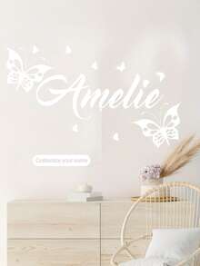 Custom Designed Classic Butterfly & English Letter Wall Decals, Suitable For Bedroom, Living Room, Study And Dining Room Decoration, Self-Adhesive Removable PVC Wall Stickers - Multicolor - View 11