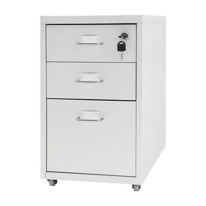 TodaySelling-BTG3-Drawer Vertical File Cabinet - Metal Mobile File Cabinet With Lock And Wheels - Under Desk Metal Filing Cabinet For Legal/Letter/A4 File - Fully Assembled - Home/Office Storage Cabinet (White)[A Practical Gift Idea For You]