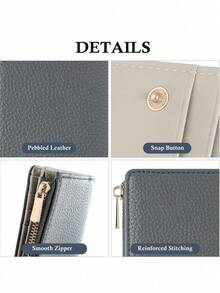 Pomelo Best Women's RFID Blocking Faux Leather Slim Bifold Wallet Zipper Coin Pocket - Multicolor - View 5