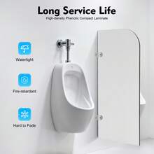 Round‑Edge Public Restroom Urinal Partition, Fade‑Resistant Smooth Wipe‑Clean Surface For Hotel Mall School Hospital - A - View 7