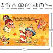 WPETLE Cute Elf Happy Birthday Backdrop, Twinkle Star Orange Texture Photo Background For Kids Birthday Party Decor - Multicolor - View 10