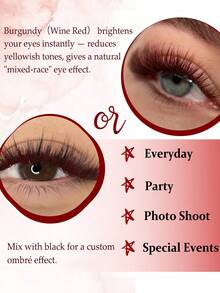 FOXYMEI 12 Rows Colorful Ultra Matte Burgundy Single Lash Extensions, C/D/LC/LD/LU Curl, Soft & Lightweight, 8-15mm, Holiday Style Hand-Woven Faux Mink Dense Single Lash Extensions For Beginners, Halloween - View 7