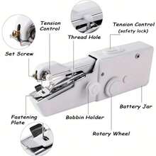 SMEGGEMS Portable Handheld Sewing Machine, Mini Wireless Electric Sewing Tool, Easy To Operate Quick Repair Sewing Machine, Suitable For Home Travel DIY, Applicable To Denim, Silk, Leather And Other Multiple Fabrics - White - View 5