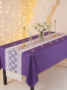 1/3/6/12pcs Deep Purple Solid Color Disposable Plastic Tablecloth - 54in X 108in - Suitable For Parties And Picnics, Suitable For Weddings, Christmas, Thanksgiving, Halloween - Dark Purple - View 5