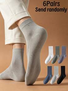 1/3/6 Pairs Men's Mid-Calf Socks, Thin Spring/Summer/Autumn Antibacterial Odor-Resistant Breathable Moisture-Wicking Socks, Men's Business Socks, Soft Breathable, High Elasticity Moisture-Wicking, Durable And Comfortable; Suitable For Daily Street Wear, Street Photography, Outdoor Light Sports, Men's Daily Casual Sports Socks, Perfect Gift Choice For Men. - Multicolor - View 7