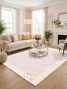 1pc Light Pink - Elegant Classical Ditsy Floral - Luxury Fresh INS Style - Area Rug, Machine Washable Soft Carpet, Rectangular, Stain-Resistant, Washable, Short Pile, Machine Made, Suitable For Living Room, Bedroom, Office, Game Room, Study, Indoor/Outdoor Entryway, Home Decor, Christmas, Halloween, Thanksgiving Theme - Multicolor - View 2