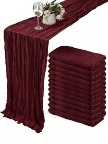 1/3/6/12Pack Cheese Cloth Table Runner, Boho Rustic Sheer Cheesecloth Table Cloth, Suitable For Wedding Party, Baby Shower, Birthday, Home Decor, Housewarming Gift - Burgundy - View 13