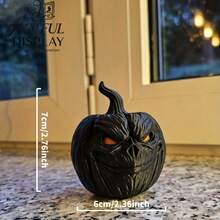 Shadow Pumpkin Statue - Expressive, Exquisite Texture, Sharp Eyes. Creates A Perfect Atmosphere For Any Desk Or Shelf. Ideal For Autumn And Halloween Decor, Party Favors And Seasonal Gifts. - Shadow Pumpkin Statue - View 5