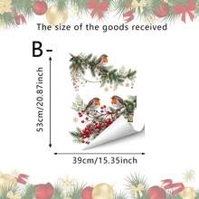 1/3pcs Christmas Window Clings Winter Pine Garland Robin Bird Lanterns Static Glass Decals Double Sided Removable Holiday Stickers For Home Showcase Party Decor - Multicolor - View 15