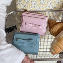 Korean Style Bowknot Short Wallet For Women, Minimalist PU Leather Multi-Card Slot Chain Coin Purse - Multicolor - View 3