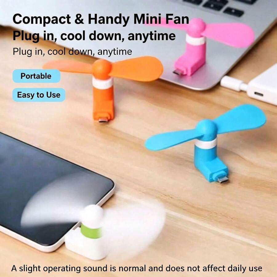 Mini Type‑C Plug‑In Fan, Portable Handheld & Clip‑On Desktop Cooling Fan For Office Travel, Ideal Gift For Mobile Devices.Note: Normal Operating Fan Noise Exists, Does Not Affect Daily Use