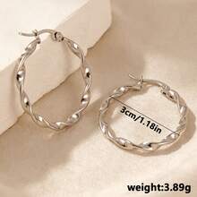1 Pair Stainless Steel Spiral Twist Design Earrings, Minimalist And Exquisite, Secure Clasp To Prevent Falling, Fashionable And Versatile Unisex Ear Jewelry, Suitable For Daily Wear, Party, Holiday Gift Choice - Spiral Twisted Earrings - View 2