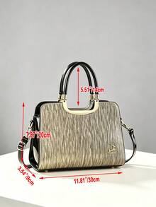Tas Bowling Elegan PLANEE untuk Wanita, Tas Tangan Komuter dengan Pegangan Atas dan Tekstur Metalik, Tas Kantor dengan Tali Bahu - MultiWarna - View 2