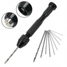 11PCS A Set Mini Pin Vise Hand Drill Set With Micro Twist Drill Bits For Resin Crafts, DIY Jewelry Making, Keychain, Polymer Clay, Wood Hole Punching Tools - A - View 1