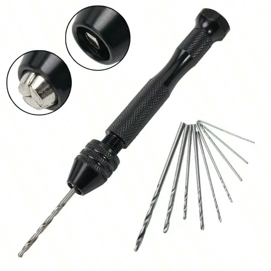 11PCS A Set Mini Pin Vise Hand Drill Set With Micro Twist Drill Bits For Resin Crafts, DIY Jewelry Making, Keychain, Polymer Clay, Wood Hole Punching Tools - A - View 1