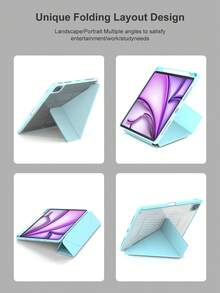 Solid Color Y-Fold Flat Tablet Case Compatible With Ipad 11(A16 2025) Protective Multi-Angle Stand With Pencil Slot, Acrylic Back Cover & Magnetic Auto Sleep/Wake, With 10th Generation 2022 Comes 7th 8th 9th Gen (10.2-Inch) PU Artificial Leather Light Blue - Baby Blue - View 7