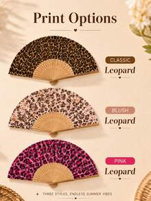 Custom Text Leopard Print Party Fans, Bulk Folding Paper Fan, Party Favors, Festival Decor - Multicolor - View 6