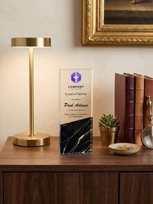 1pc Personalized Marble Pattern Acrylic Trophy Plaque, Customized Logo & Photo Engraving, Service Award, Corporate Employee Recognition Retirement Anniversary Gift, Suitable For Office Workplace - Multicolor - View 24