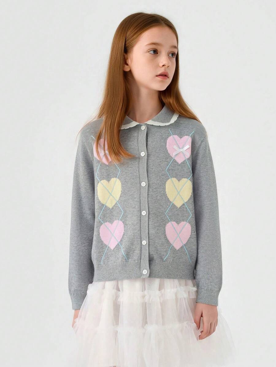 Balabala Baby Girls Knit Cardigan Soft Cozy Sweater For Spring Autumn - Medium Gray - View 1